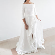 Load image into Gallery viewer, Long sleeve classy bridal gown wedding dress Boat neck wedding dress Meghan Markle Wedding dress