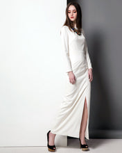 Load image into Gallery viewer, Minimalistic bridal gown Kate Middleton Boat neck long sleeves Dress
