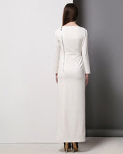 Load image into Gallery viewer, Minimalistic bridal gown Kate Middleton Boat neck long sleeves Dress
