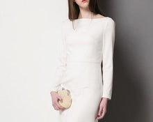 Load image into Gallery viewer, Minimalistic bridal gown Kate Middleton Boat neck long sleeves Dress