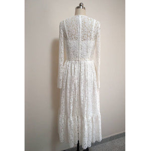 Kate Middleton white Lace midi long sleeve bridal gown dress