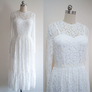 Kate Middleton white Lace midi long sleeve bridal gown dress