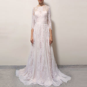Lace wedding Vintage Wedding long sleeve dress White Lace Bohemian wedding Dress