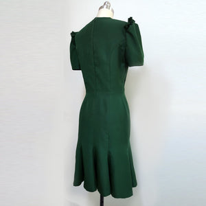 Royal Canada Tour Duchess of Cambridge Bridal midi dress Kate Middleton Emerald Dress