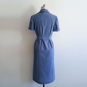 Hollywood Glamour Tailored Dress God created woman Vintage 50s Blue Shirt Dress