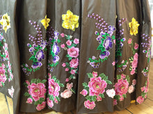 Load image into Gallery viewer, Brown silk dress with heavy floral decoration