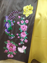 Load image into Gallery viewer, Brown silk dress with heavy floral decoration