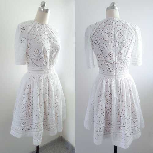 Kate Middleton White Broderie Anglai Casual summer wedding short lace dress