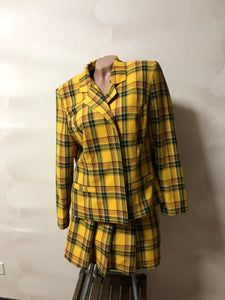 Cher Clueless costume Halloween costume Plaid Jacket Skirt Yellow plaid skirt Plaid tartan set School uniform Clueless skirt Clueless jacket