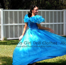 Load image into Gallery viewer, Cinderella 2015 Princess Costume Gown Dress for Girls Teens Adults w Choice of Butterflies or Bows