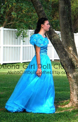 Cinderella 2015 Princess Costume Gown Dress for Girls Teens Adults w Choice of Butterflies or Bows