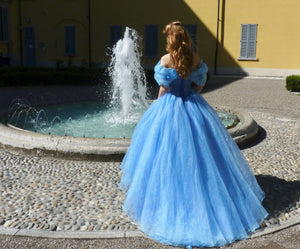 Halloween Costume Cosplay Princess Dress Cinderella Blue Ball Gown