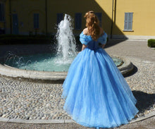 Load image into Gallery viewer, Halloween Costume Cosplay Princess Dress Cinderella Blue Ball Gown