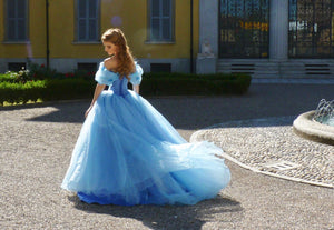 Halloween Costume Cosplay Princess Dress Cinderella Blue Ball Gown