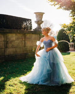Halloween Costume Cosplay Princess Dress Cinderella Blue Ball Gown
