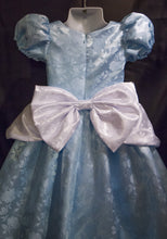 Load image into Gallery viewer, Blue White FLORAL Satin Brocade CHILD Size Cinderella GOWN Costume