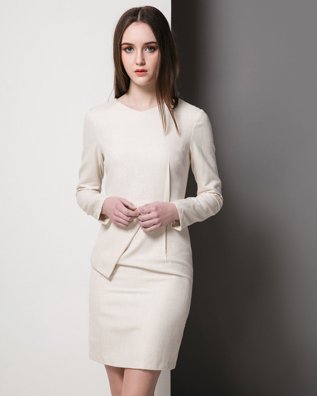 white christmas dresses Esperanza Plus Size Cream Long Sleeve Dress– Hello Curve