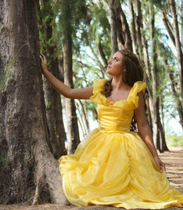 Classic Belle Princess Cosplay Costume Gown Dress for Girls Teens Adults