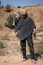 Load image into Gallery viewer, High Collar Steampunk Poncho Post Apocalyptic Wasteland Wrap Alternative Coat Unisex LARP poncho Wild West &amp; Burning Man Top
