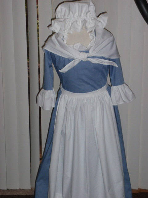 1700s 4 Pc Colonial Work Dress Apron Shawl Mob Cap Outfit Costume for ...
