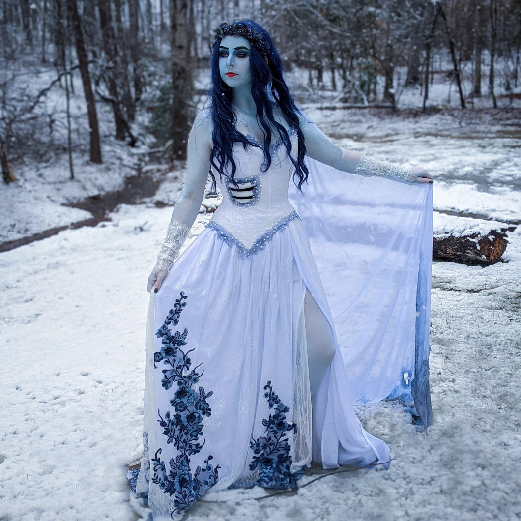 Corpse Bride Emily Costume Cosplay Dress Gown Adult