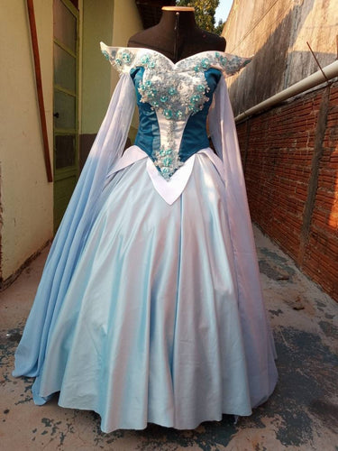 Sleeping Beauty princess hoopskirt Cosplay Aurora Blue dress