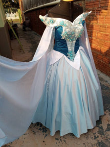 Sleeping Beauty princess hoopskirt Cosplay Aurora Blue dress