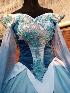 Sleeping Beauty princess hoopskirt Cosplay Aurora Blue dress