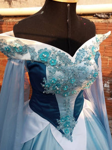Sleeping Beauty princess hoopskirt Cosplay Aurora Blue dress