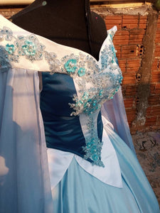 Sleeping Beauty princess hoopskirt Cosplay Aurora Blue dress