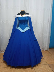 Princess customade+hoopskirt Cosplay Aurora Blue dress