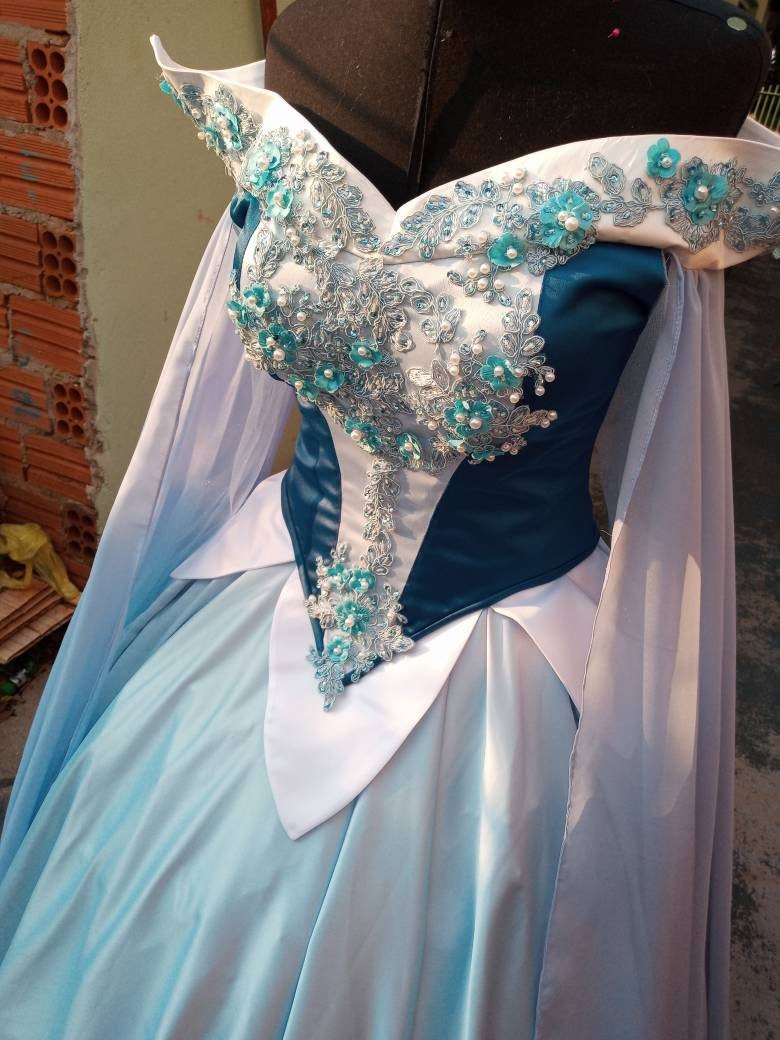 Sleeping Beauty princess hoopskirt Cosplay Aurora Blue dress – MJcostume Sleeping Beauty princess hoopskirt Cosplay Aurora Blue dress – MJcostume