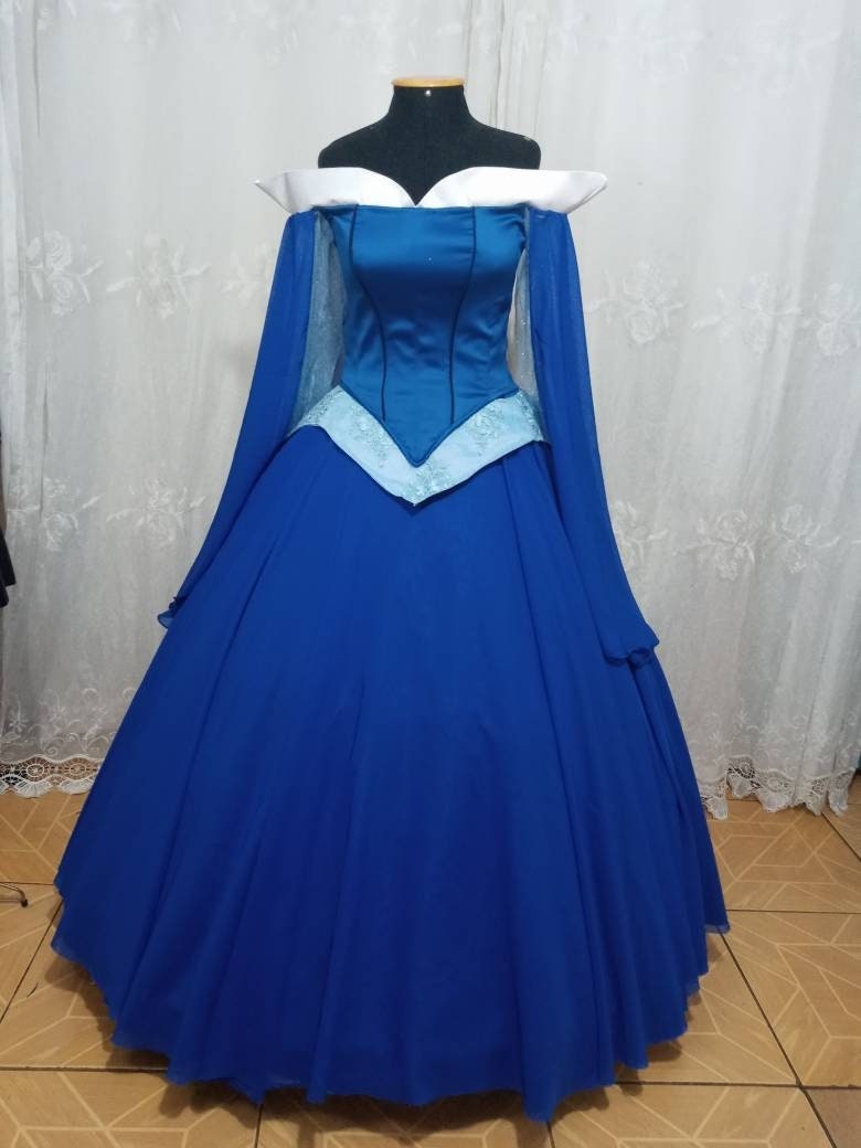 Princess customade+hoopskirt Cosplay Aurora Blue dress