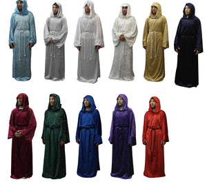 Crushed Velvet Unisex Adult Robe with Hood Monk Pagan Wizard Knight