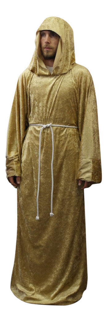 Crushed Velvet Unisex Adult Robe with Hood Monk Pagan Wizard Knight