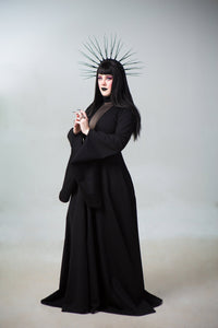 Evil Queen Star Wars Sith Costume Deep V Neck Black Gothic Wedding Dress