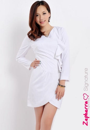 Kate Middleton inspired engagement Deep V neckline White wrap dress
