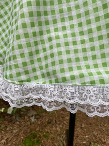 Adult Green and White Plaid Checkered Gingham Dapper 50’s Style Dress with Peter Pan Collar
