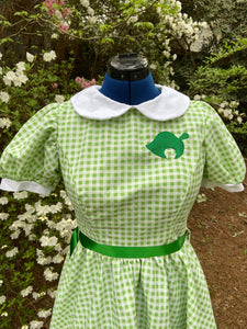Adult Green and White Plaid Checkered Gingham Dapper 50’s Style Dress with Peter Pan Collar