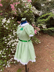 Adult Green and White Plaid Checkered Gingham Dapper 50’s Style Dress with Peter Pan Collar