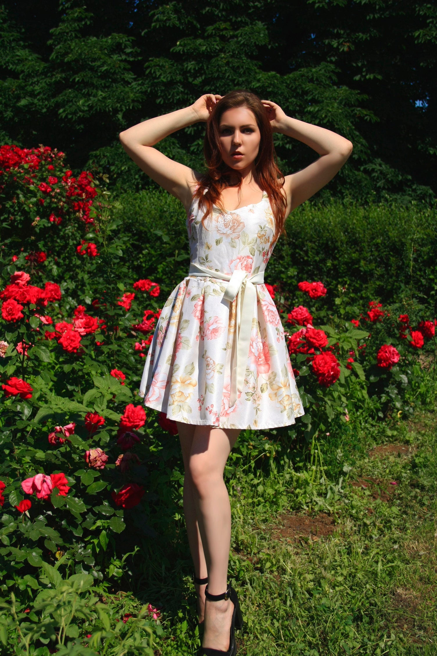 Dress with roses Summer mini dress Pretty dress – MJcostume