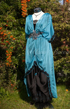 Load image into Gallery viewer, Promenade Edwardian period black turquoise Alternative wedding dress
