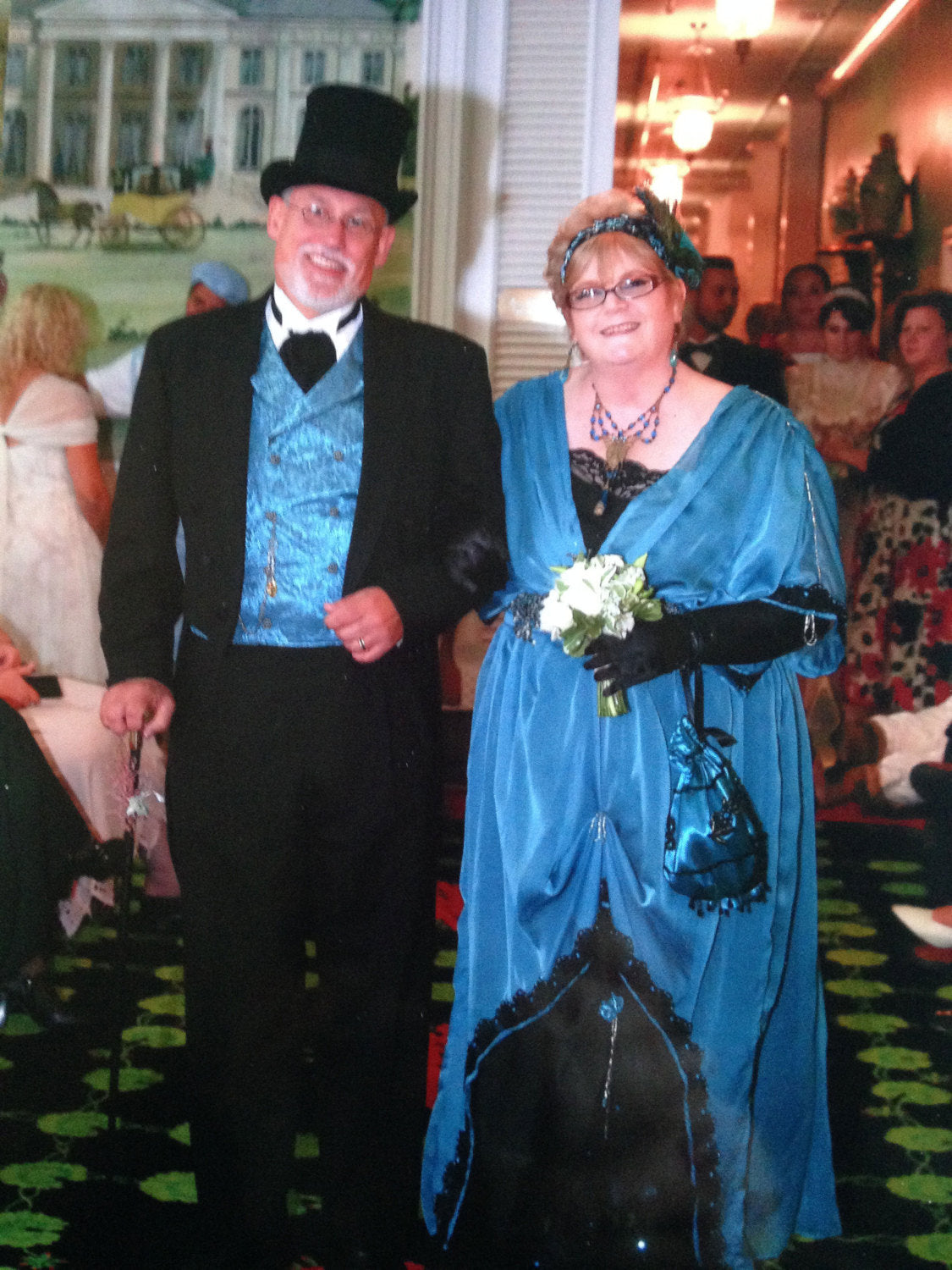 Promenade Edwardian period black turquoise Alternative wedding dress MJcostume Promenade Edwardian period black turquoise Alternative wedding dress MJcostume