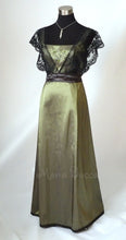 Load image into Gallery viewer, Styled lace bridesmaids Edwardian olive sage green dress