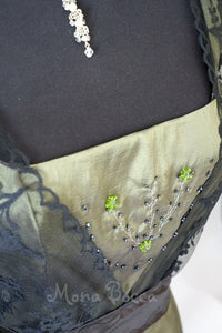 Styled lace bridesmaids Edwardian olive sage green dress