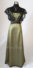 Load image into Gallery viewer, Styled lace bridesmaids Edwardian olive sage green dress