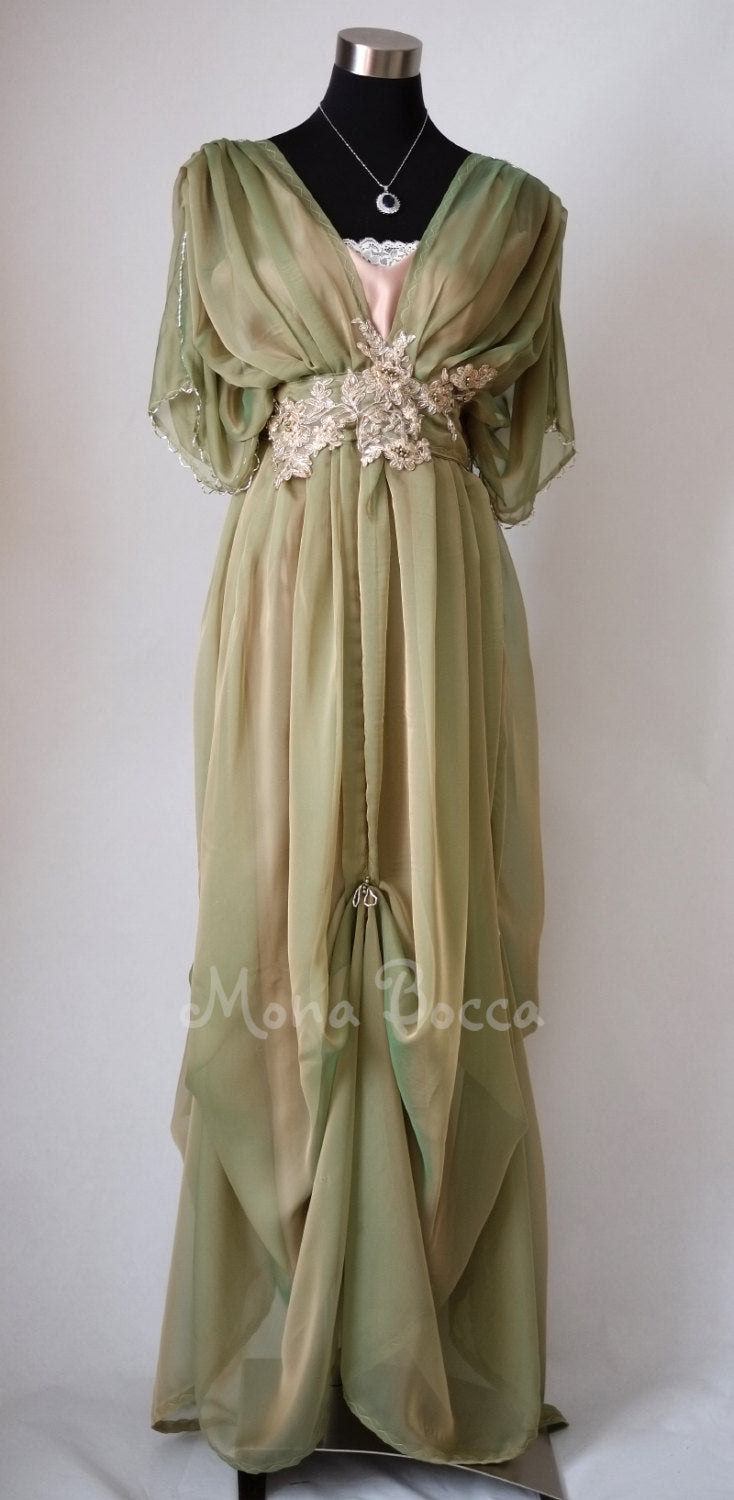 edwardian style evening dress A-Line Blushing Pink 3/4 Sleeves Mother of The Bride Dresses