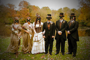 Alternative Steampunk wedding Titani Edwardian taupe dress