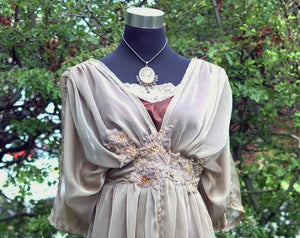 Alternative Steampunk wedding Titani Edwardian taupe dress