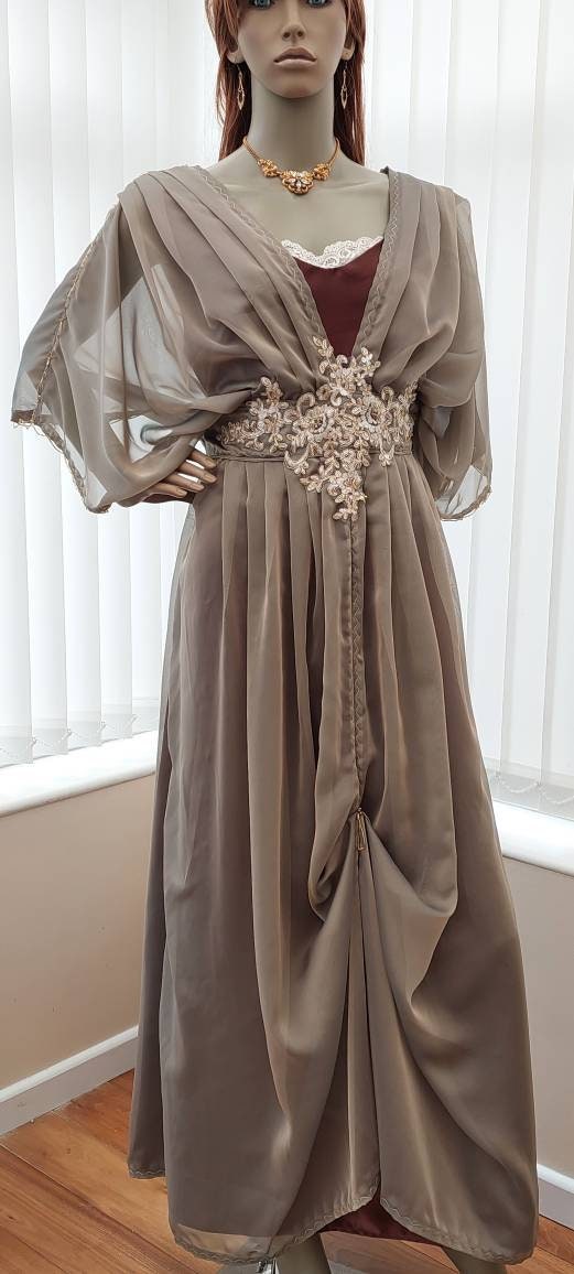 Alternative Steampunk wedding Titani Edwardian taupe dress